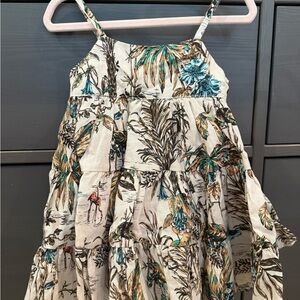 Banana Republic Linen tiered Kids Dress - Cream with Blue and Green Floral